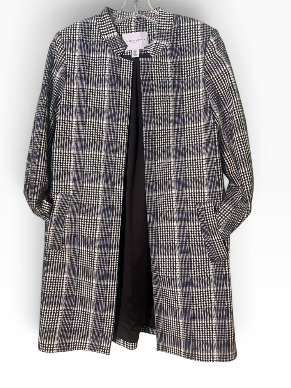 Carolina Belle open-front, longline blazer in glen plaid pattern. Size M GUC - Picture 6 of 10